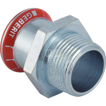 Złącze GEBERIT Mapress C-Stahl FKM przejściowe, stal (Ocynk galwaniczny/elektrolityczny) (ocynk), 1'' x 28 mm (GZ x mufa zaprasowywana) z uszczelką