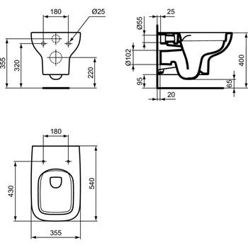 IS I.LIFE A Miska wisząca BEZRANTOWA