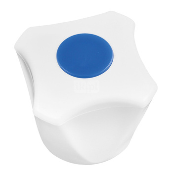 Pokrętło do baterii 4-kątne białe z zaślepką niebieską