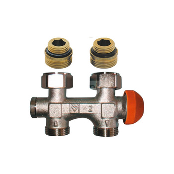 Zestaw przyłączeniowy grzejnikowy dwururowy HERZ TS-3000 (3692) 1/2'' x 3/4'', rozstaw 50 mm, zawór prosty przystosowany termostatycznie