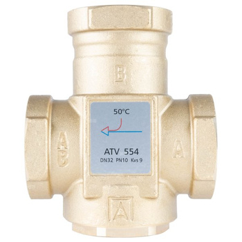 Zawór temp.powrotu kotła ATV 554, DN32, Rp1 1/4", 50°C, Kvs 12 m3/h-AFRISO