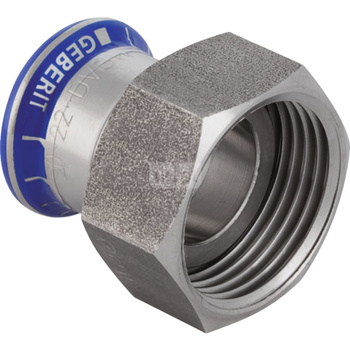 Złączka przejściowa GEBERIT Mapress Edelstahl z nakrętką, stal nierdzewna, 3/4'' x 18 mm (GW x mufa zaprasowywana)