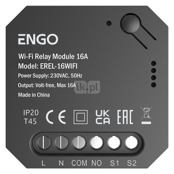 Smart Relay -   inteligentny przekaźnik WIFI do systemu ENGO Smart, 1x16A, NO-COM