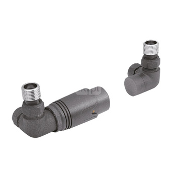 PHA-037G Kpl. termostatyczny "lewy" z nastawą wstępną do podłączenia grzejnika łazienkowego grafit