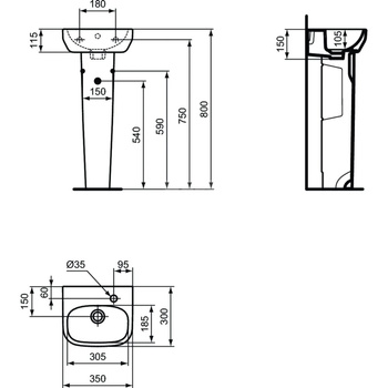 IS I.LIFE A Umywalka 35 RH BXD