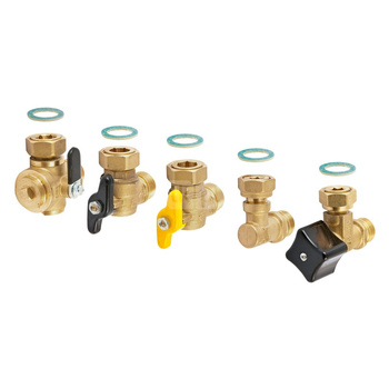 Konsola przyłączy hydraulicznych z zaworem odcinającym gaz i zaworami odcinającymi c.o. z filtrem (do kotłów QUADRA II 24 CAI Lx i QUADRA X 25C)