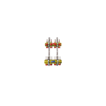 Rozdzielacz do ogrzewania podłogowego GIACOMINI R553F 5-obieg. mosiądz 1'' x eurocono 3/4'' + przepływomierz + termostat
