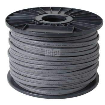 Kabel grzejny DEVIiceguard 18 czarny 720m bęben