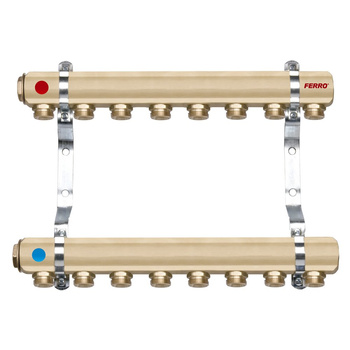 Rozdzielacz do ogrzewania podłogowego FERRO RPN10 10-obieg. mosiądz GW 1'' x GZ 3/4''