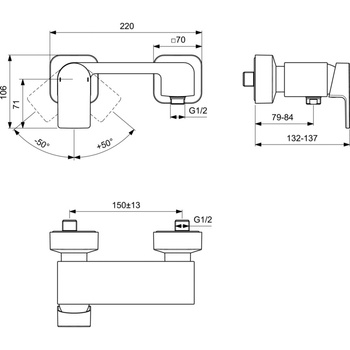 EDGE BATERIA NATRYSKOWA ŚCIENNA