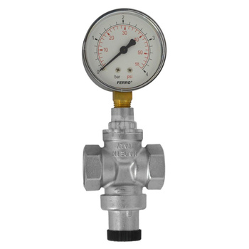 Regulator ciśnienia wody FERRO mosiądz (niklowany), GW 3/4'', 16 bar