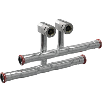 Trójnik GEBERIT Mapress 90' stal niestopowa 15 mm (mufa zaciskowa x śrubunek przyłączeniowy do eurokonus x mufa zaciskowa)