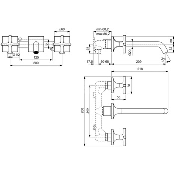 JOY NEO Bateria ścienna DC CROSS 206mm CHR