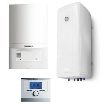 Pakiet - Kocioł gazowy jednofunkcyjny VAILLANT ecoTEC pro VC 146/5-3 kondensacyjny wiszący 5.9 - 15.3 kW + Czujnik c.w.u. + RegulatorcalorMATIC 350 + Zasobnik c.w.uVulcan 140L wiszący