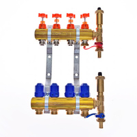 Rozdzielacz do ogrzewania podłogowego QIK Optimo STANDARD III - RMSZT-1-50 14-obieg. mosiądz GW 1'' x GZ 3/4'' + przepływomierz