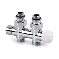 Zawór podwójny Therafix Design, chrom, prosty, 1/2", niezbędne złączki FEM24C/FEM24P/FEM24M