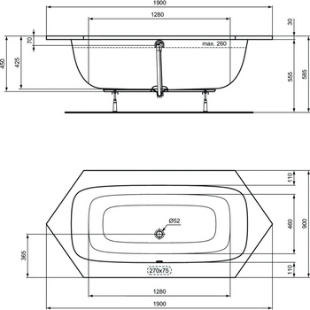 IS I.LIFE Wanna sześciokątna 190x90