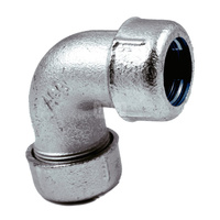 Złączka zaciskowa na bosy koniec rury stalowej oraz niebieskiej (PE) Kolano, Rozmiar: 1/2"