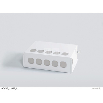 Rozdzielacz powietrza/kolektor zbiorczy do rury okrągłej, 12 przyłączy do łącznika przejściowego, szer. x wys. x gł.: 603x420x21