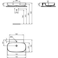 LINDA-X Umywalka 75 1TH NOF GRND GLS