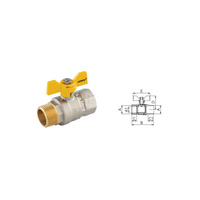 Zawór kulowy gazowy 1/2" GW-GZ typ G18 z motylkiem