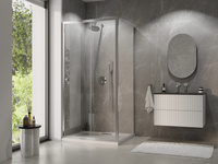 Drzwi przesuwne DUO SLIDE 140x195 chrom, szkło bezbarwne -BESCO