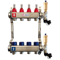 Rozdzielacz do ogrzewania podłogowego QIK STANDARD II 7-obieg. inox GW 1'' x GZ 3/4'' + przepływomierz