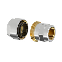 Złącze FLAMCO MEIBES PLUS DVGW Dwuczęściowy, mosiądz (Niklowanie) / mosiądz, 1/2'' (GW gazowy walcowy x PZ), 49 mm z uszczelką, PN10 bar