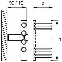 Grzejnik drabinkowy FERRO Prosty, podłączenie dolne, rozstaw 555, wym. 1600 x 600 mm, kolor biały, moc 823W