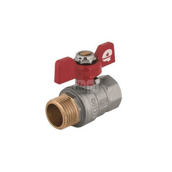 Zawór kulowy QIK 04 mosiądz, PN30 3/4'' GW x GZ, uchwyt: motylek