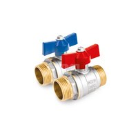 Kurek kulowy do wody powietrza glikolu (Z/Z motylek) ART. 125 EFAR 10/100 DN 3/4"Czer.