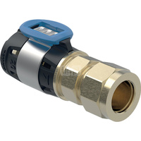 Złączka przejściowa GEBERIT FlowFit, brąz krzemowy bezołowiowy, 20 mm x 15 mm (śrubunek zaciskowy x łącznik zaprasowywany)