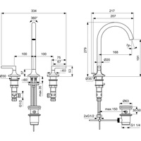 JOY NEO Bateria umywalkowa 3OT. DC LEVER PUW CHR