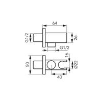 Przyłącze kątowe G1/2 do węża natryskowego, z uchwytem, chrom