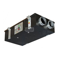 Rekuperator BREVA 200 płaski z by-passem, obudowa EPP wzmacniana metalowym stelażem, do podwieszenia pod sufitem lub lokalizacji na podłodze, wyposażony w sterownik EVO LT