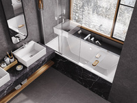 EASY SLIDE parawan nawannowy 2-skrzydłowy przesuwny przejrzyste szkło - BESCO