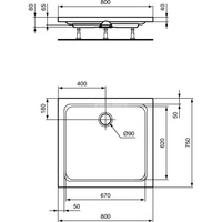 HOTLINE PROSTOKĄTNY BRODZIK 80X75
