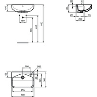 IS I.LIFE S Umywalka półblatowa 50 White BXD