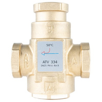 Zawór temp.powrotu kotła ATV 334, DN25, Rp1", 50°C, Kvs 9 m3/h-AFRISO