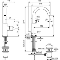 JOY NEO Bateria umywalkowa 1OT PICCOLO PUW CHR