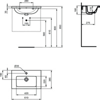 IS I.LIFE S Umywalka 61 WHITE BXD