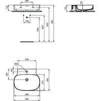 LINDA-X Umywalka 60cm 1OT SLOT Z/P SIL W