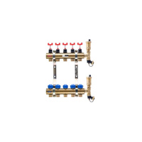 Rozdzielacz do ogrzewania podłogowego QIK STANDARD II 14-obieg. mosiądz gw 1'' x gz 3/4'' + przepływomierz