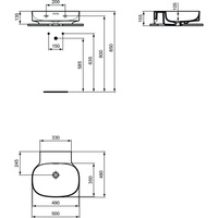 LINDA-X Umywalka 50cm B/O SLOT Z/P GL WH