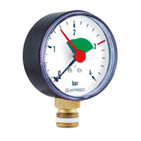 Manometr z rurką Bourdona AFRISO HZ grzewczy 0/4 bar radialne G1/2B fi 80 mm, kl. 2.5%