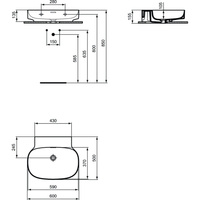 LINDA-X Umywalka 60cm B/O SLOT Z/P GLS W