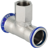 Trójnik GEBERIT Mapress Edelstahl FKM przejściowy 90' stal nierdzewna 42 mm x 3/4'' x 42 mm (mufa zaciskowa x GW x mufa zaciskowa)