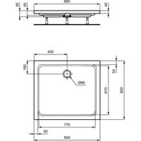 HOTLINE PROSTOKĄTNY BRODZIK 90X80