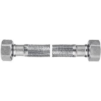 Wąż przyłączeniowy elastyczny FERRO z oplotem (stal), GW x GW, 1/2'' x 1/2'', długość 15 mm, z uszczelką
