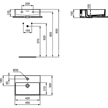 EXTRA UMYWALKA 45X35 OF 1TH GRND WHT